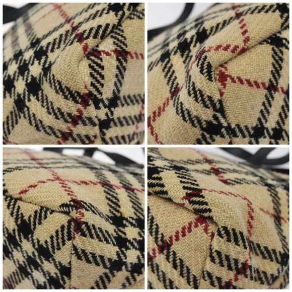 BURBERRY Hand Bag Wool Beige Gold Auth - Picture 16 of 16